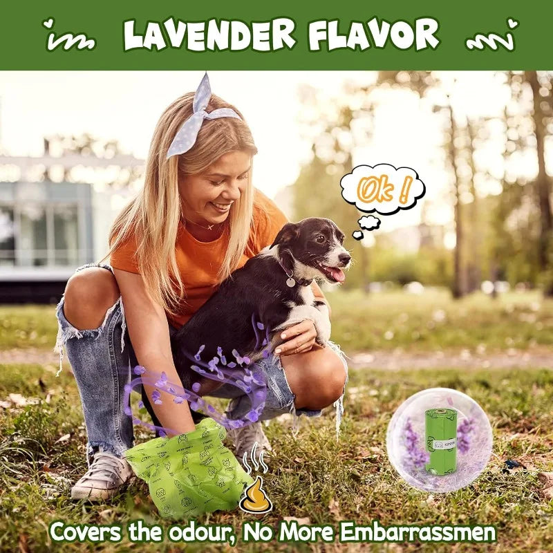 Dog Poop Bag Set with Dispenser & Leash Clip-Thick Waste Poop Bags for Puppy/Small/Medium/Large Dog