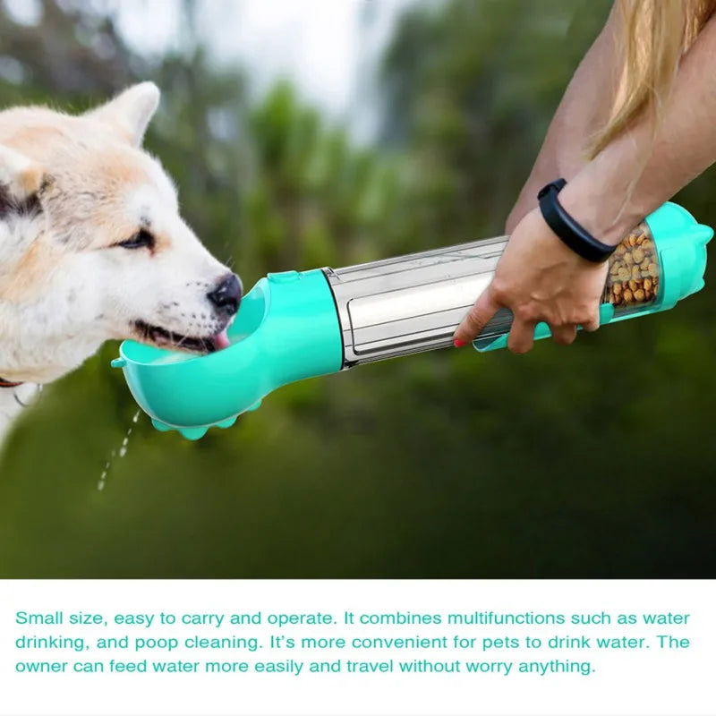 300 ml/500 ml Dog Water Bottle- 4 in 1 Portable Water Bowl Dispenser with scoop- Dog Whistle- Poop Scoop- Food Container