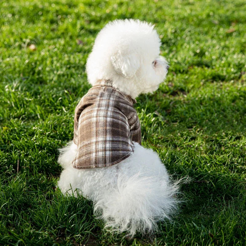 British Style Plaid Dog Vest -Clothes For Small Dogs Chihuahua Cotton Puppy Shirts