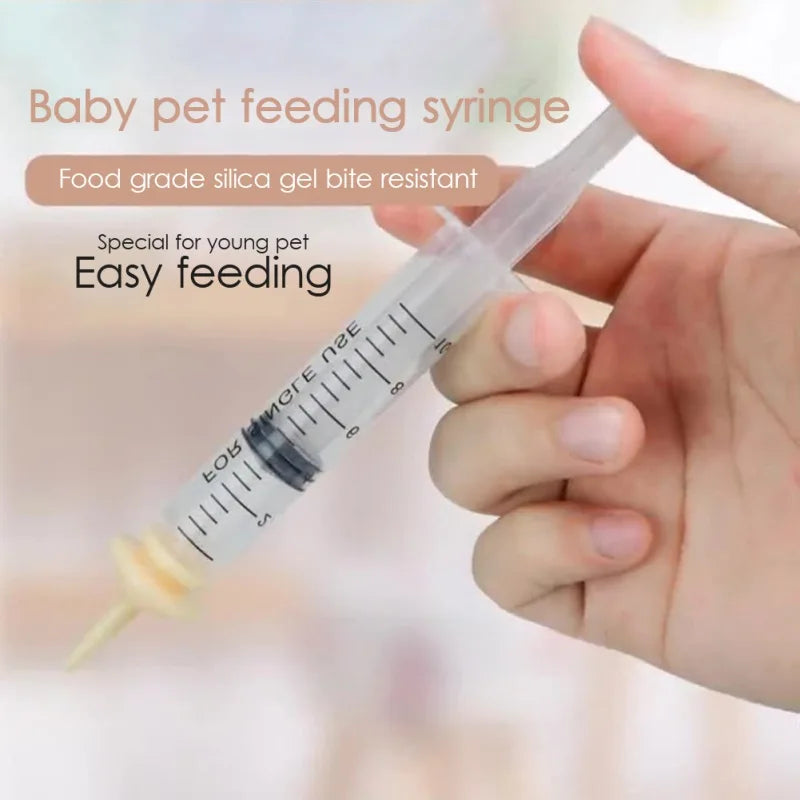 Pet Nursing Nipple with Syringe- 2pcs Silicones Nipples Dogs Feeding Syringe for Newborn Kittens Puppies Rabbits Small Animals