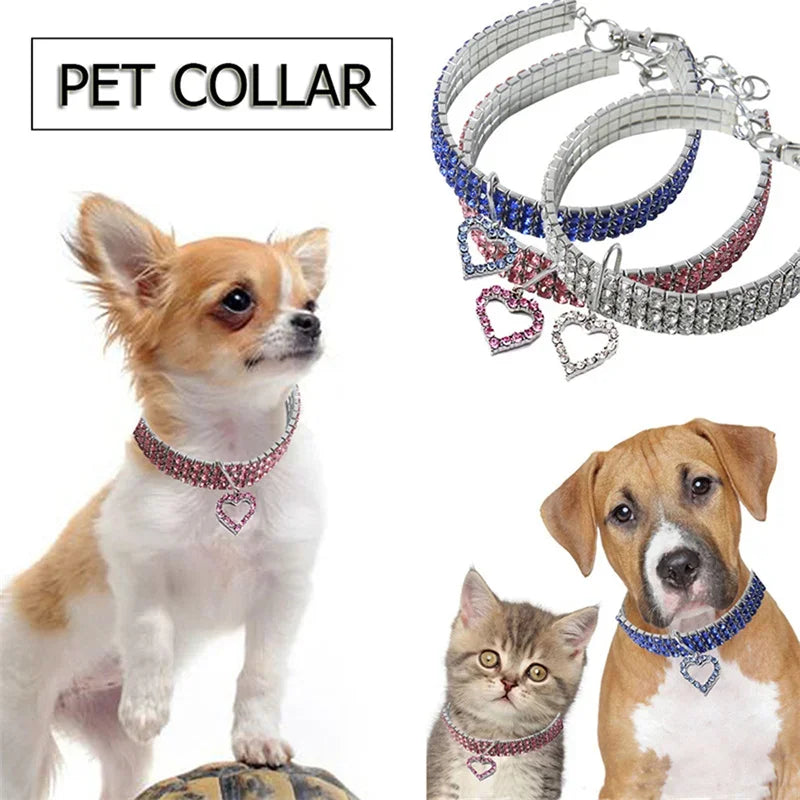 Bling Rhinestone Dog Collar- Crystal Dog Collars Leash For Small Medium Dogs