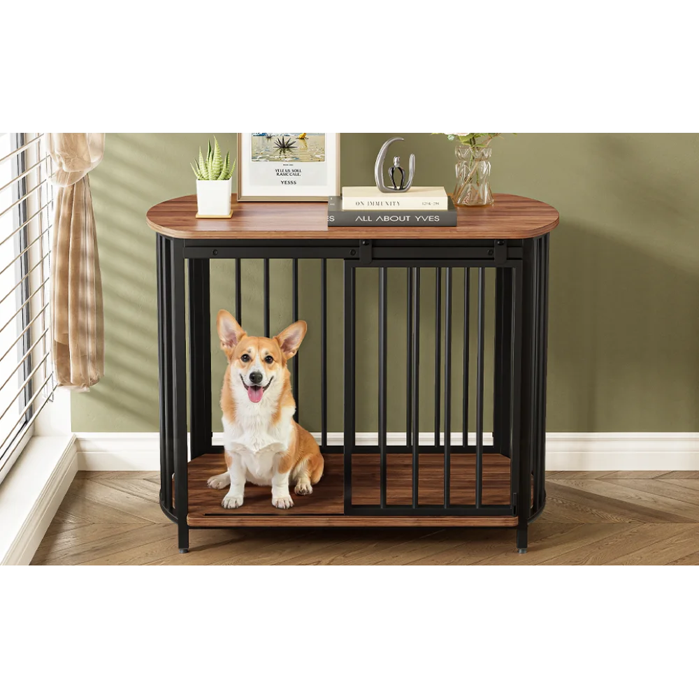 31.5" Furniture Style Dog Crate for Small and Medium Dogs- Wooden Cage- Indoor Kennel Furniture-Modern