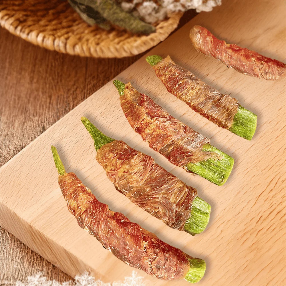 7.05oz/14.11oz (200g/400g) Chicken Wrapped Okra- All Natural Ingredients- Healthy- Easily Digestible