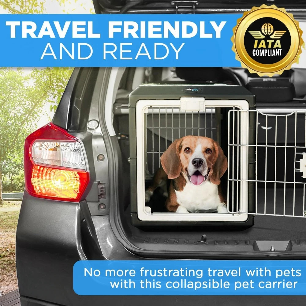 Crate-Premium Collapsible Design for Medium Dogs-Portable Kennel- Indoor/Outdoor- Use-360 Degree Ventilation