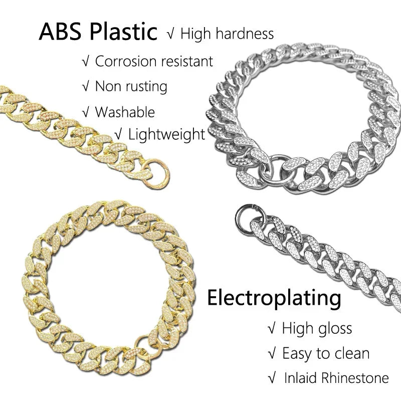 Sparkle Diamond Inlay Chain Dog Necklace Collars