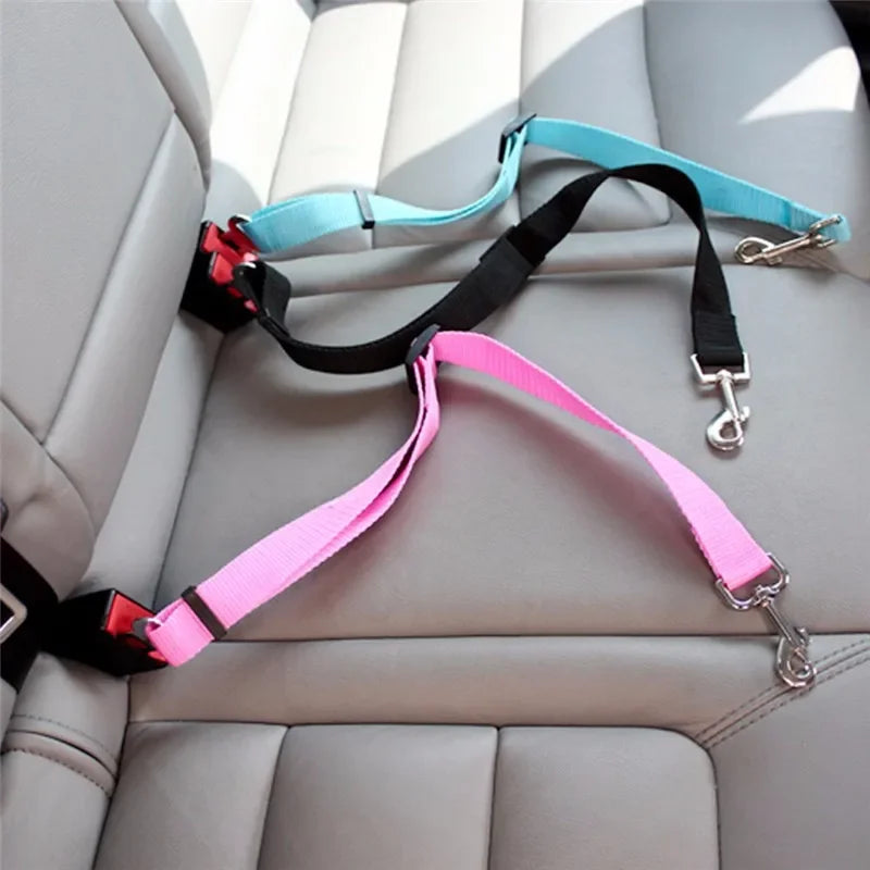 Dog Car Seat Belt- Safety Protector- Travel Pets Accessories- Dog Leash Collar Breakaway- Solid Car Harness