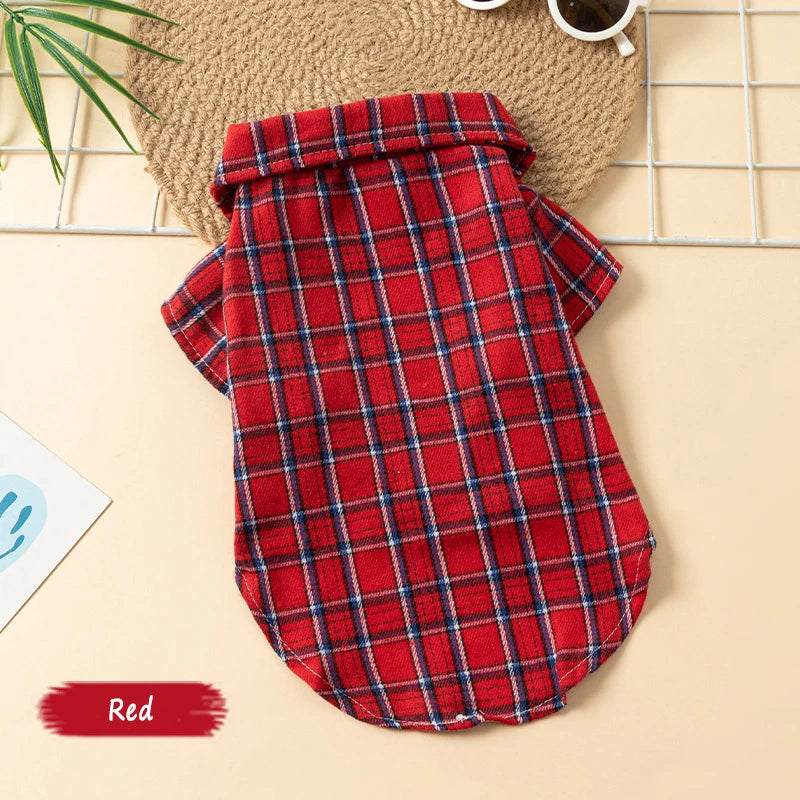 Plaid Pet Polo Shirt - Soft All-Season Holiday Outfit for Small Dogs-8 Colors-Costumes/Apparel