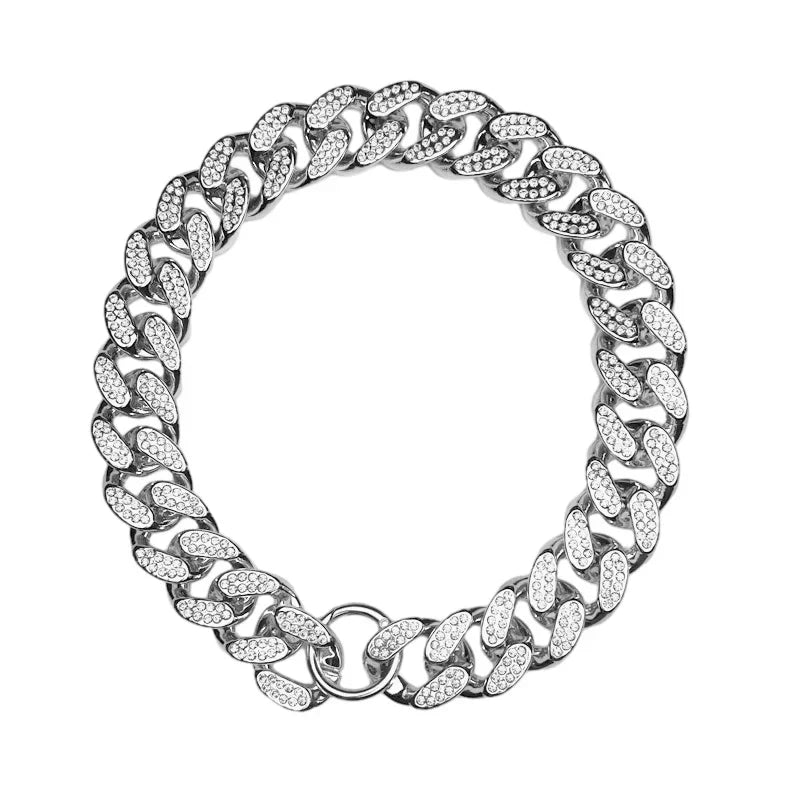 Sparkle Diamond Inlay Chain Dog Necklace Collars