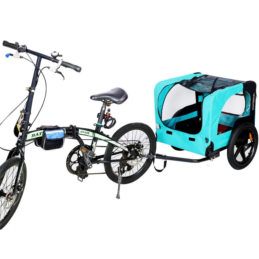 Light Green Foldable Pet Jogging Stroller- Dog Carriers- Bicycle Trailer