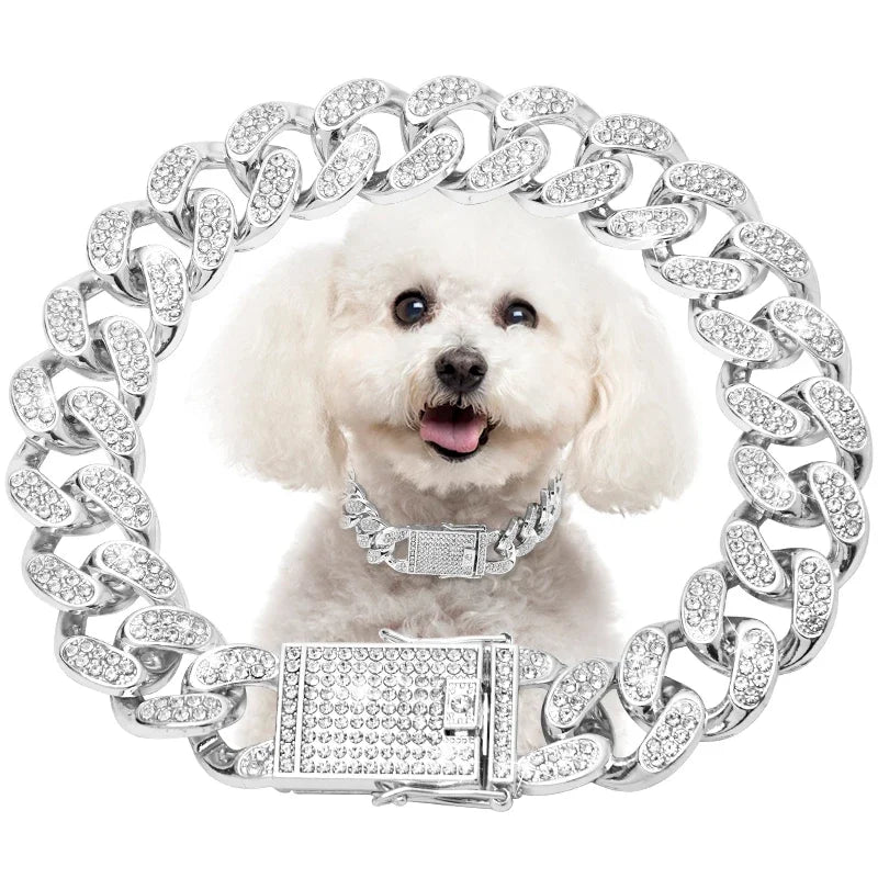 Luxury Gold Metal Dog Collar: Pet Jewelry Chain for Small-Medium-Large Pets-Collars/Leashes