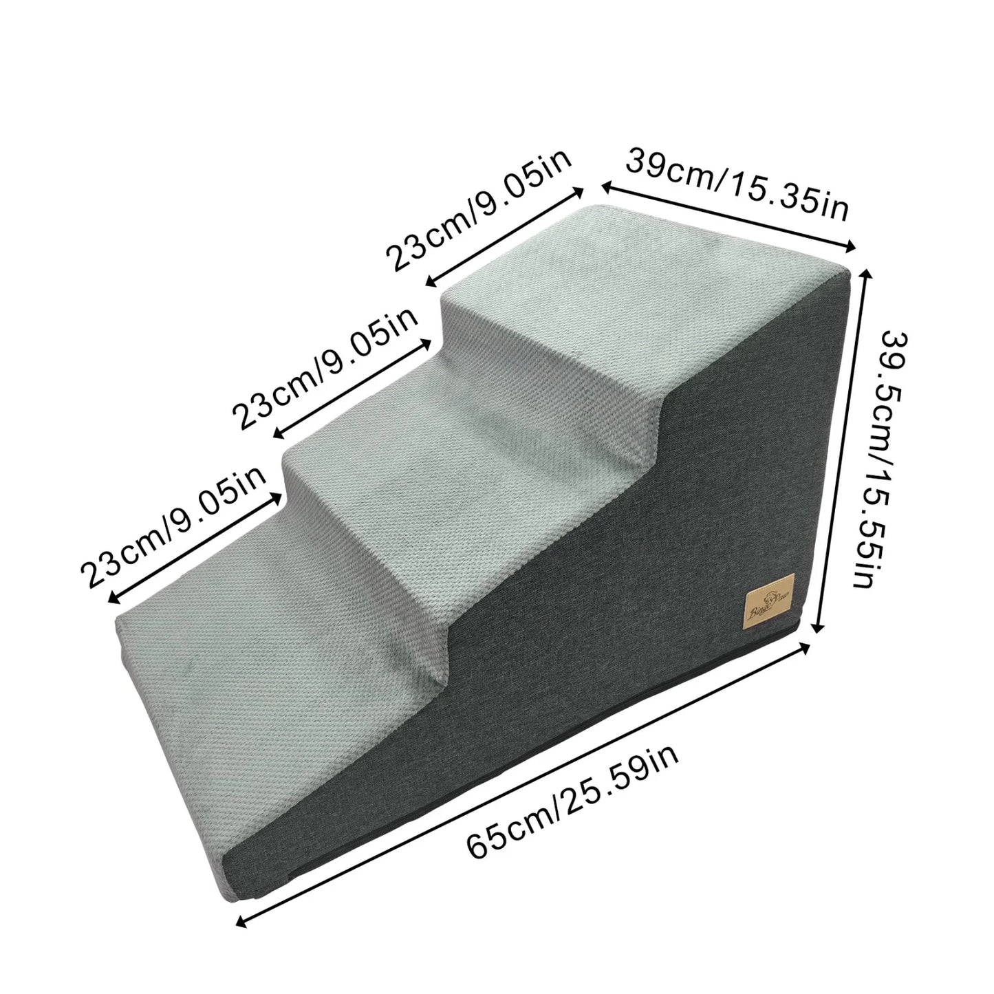 3 and 4 Step Stairs- High Density Foam Stair Ramp with Handle- Non-Slip-Wear Resistant- Washable Cover