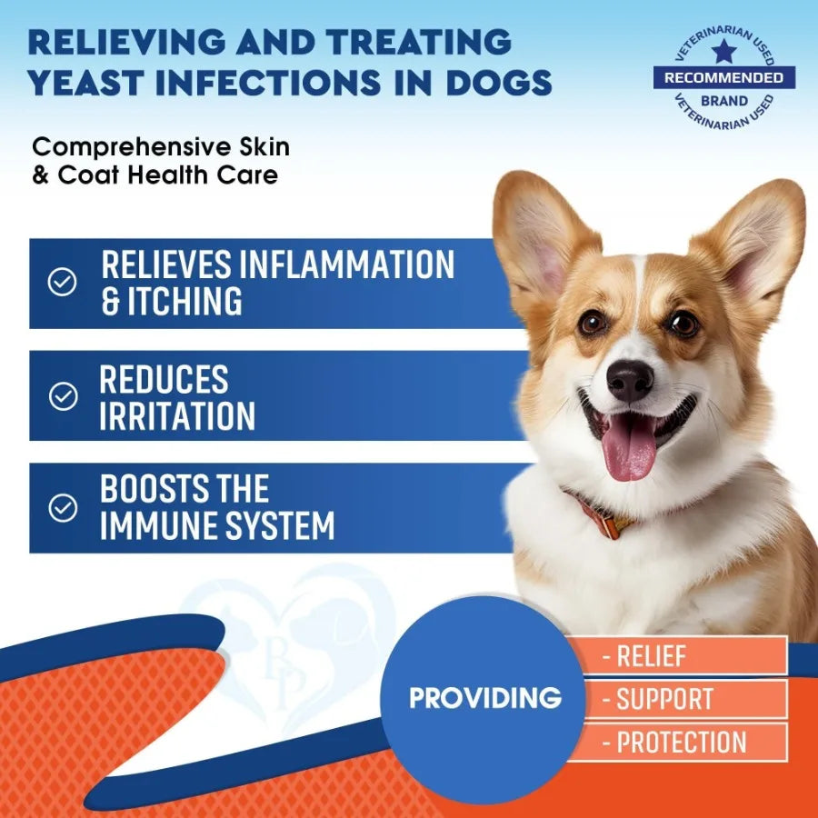 Natural Dog Yeast Infection- Anti Itch Treatment for Itchy Ears Skin Allergy Symptoms- Relief Reduces Inflammation- Relieves Irritation