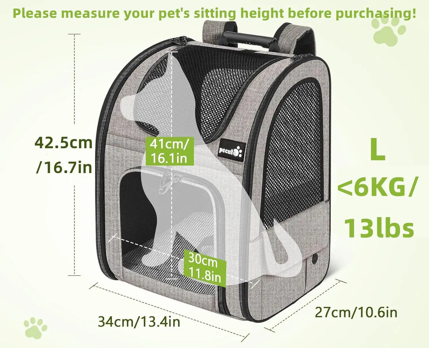 Pet Backpack Carrier-Expandable with Breathable Mesh for Small Dogs