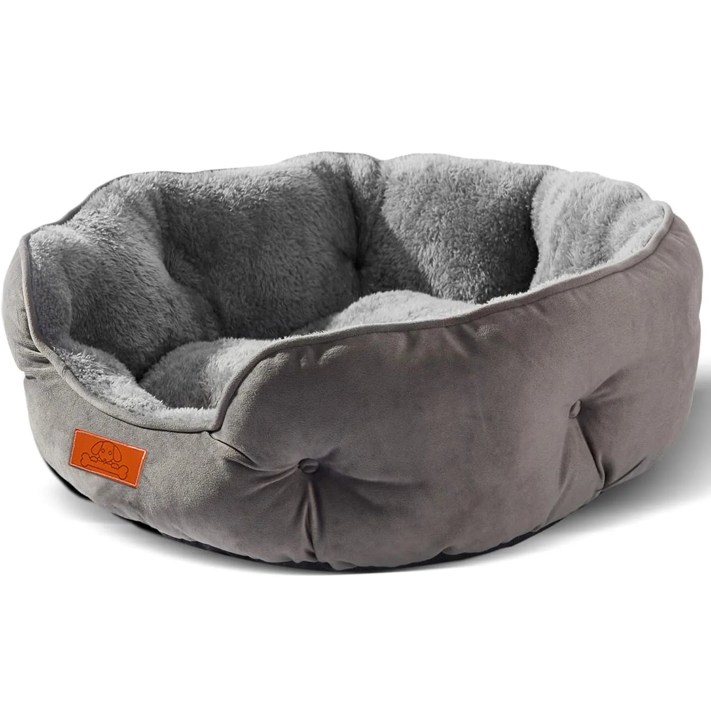 Pet Bed- Soft Washable- Non-Slip Base- Water Resistant- Grey, 50 cm
