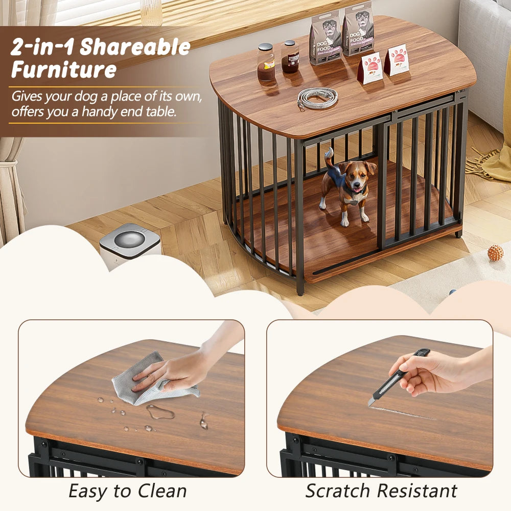 31.5" Furniture Style Dog Crate for Small and Medium Dogs- Wooden Cage- Indoor Kennel Furniture-Modern