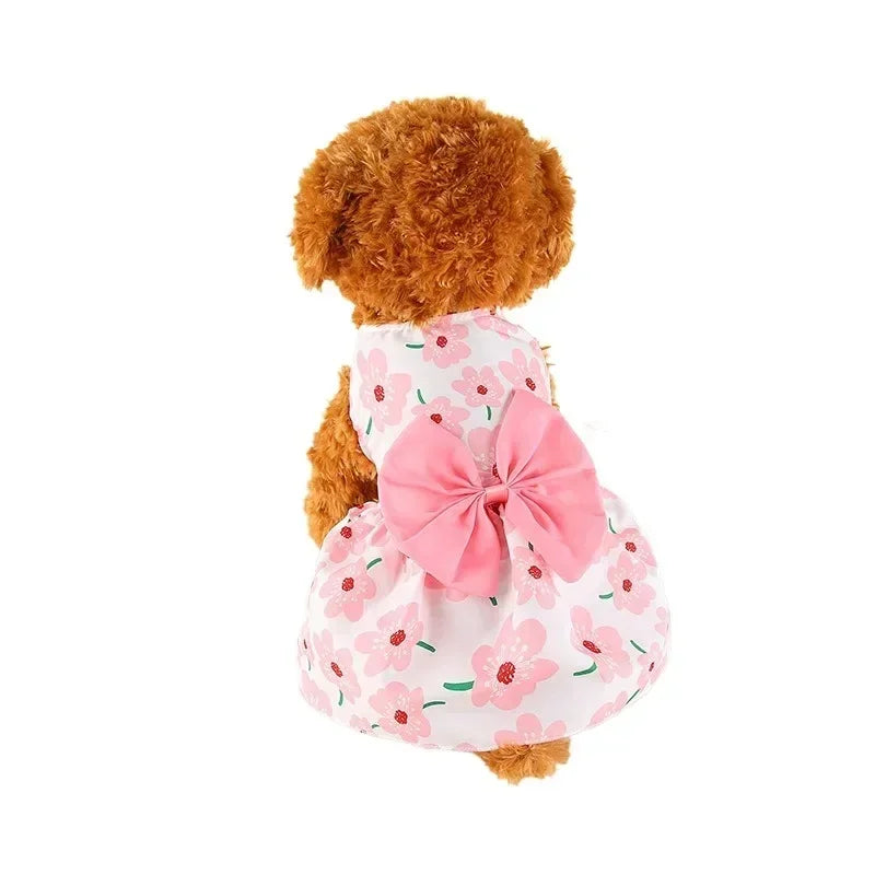 Summer Dog Princess Dress- Cute Dress- Bow -Lace for Small Medium Dogs