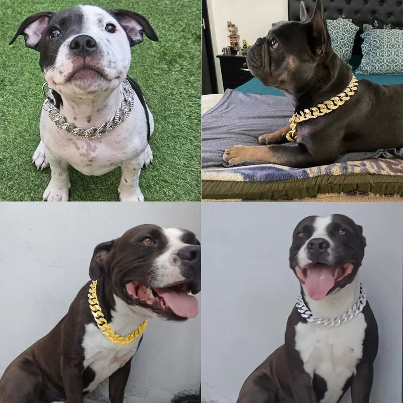 Sparkle Diamond Inlay Chain Dog Necklace Collars