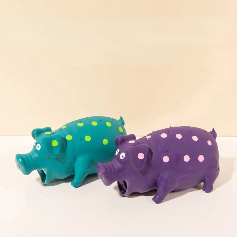 Squeaky Pig Dog Toy- Durable Rubber Pig Squeaker- Puppy Chew Toys Latex Interactive Cute Toy for Small Medium Large Dogs