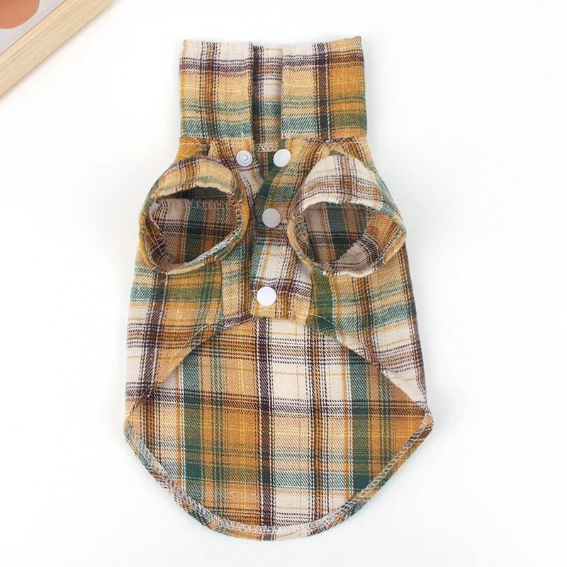 British Style Plaid Dog Vest -Clothes For Small Dogs Chihuahua Cotton Puppy Shirts