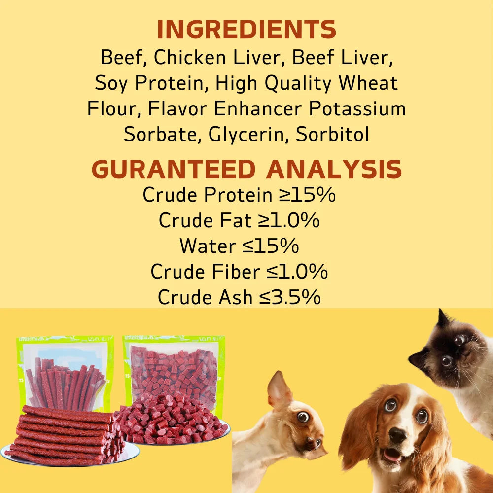 7.05oz/14.11oz(200g/400g) Beef Cube- All Natural Ingredients, Natural Dog Treats, Healthy, Easily Digestible, Dog Chews Long