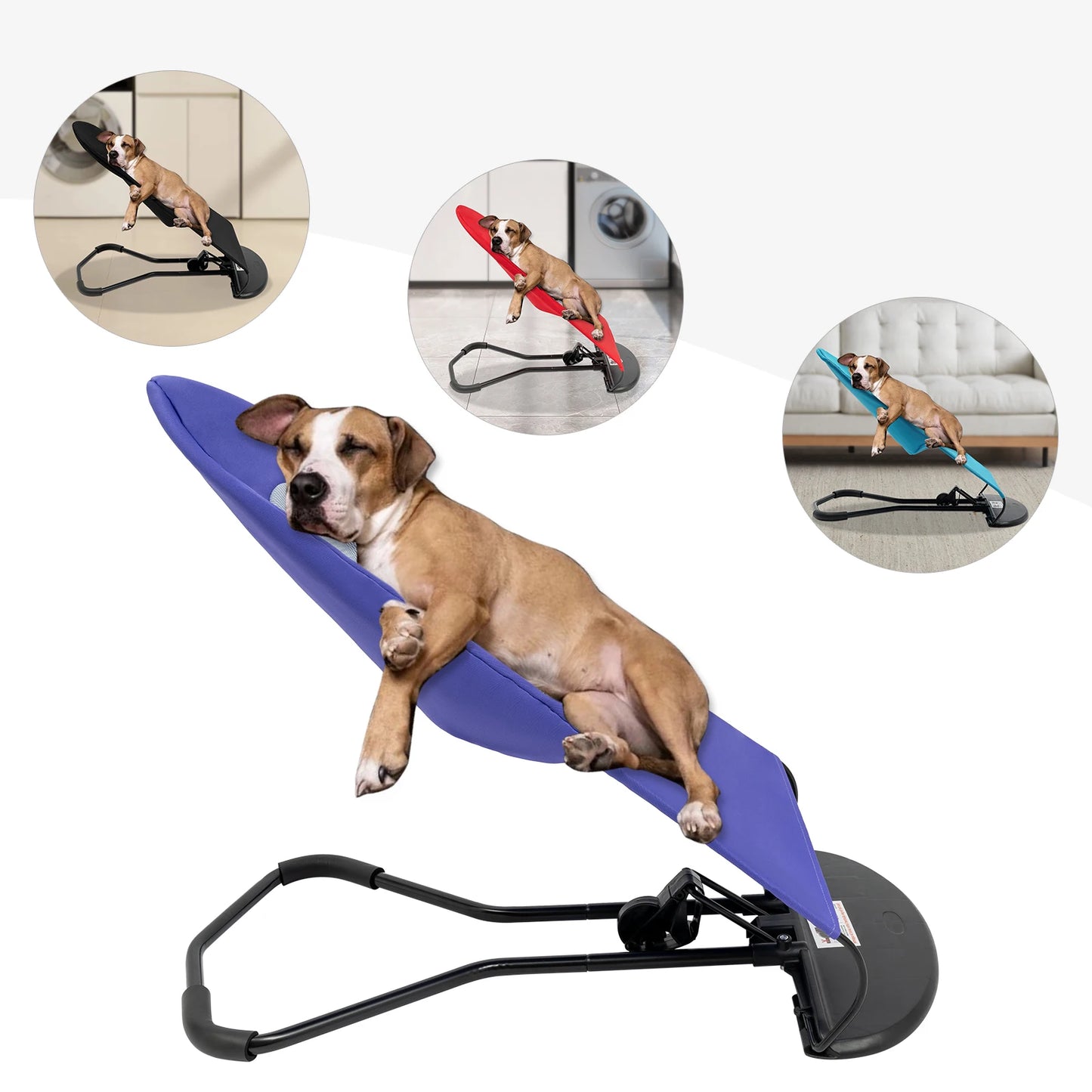 Pet Rocking Chair- Stainless Steel Bracket- Height Adjustable- Foldable- Portable with Anti-slip Pads for Home