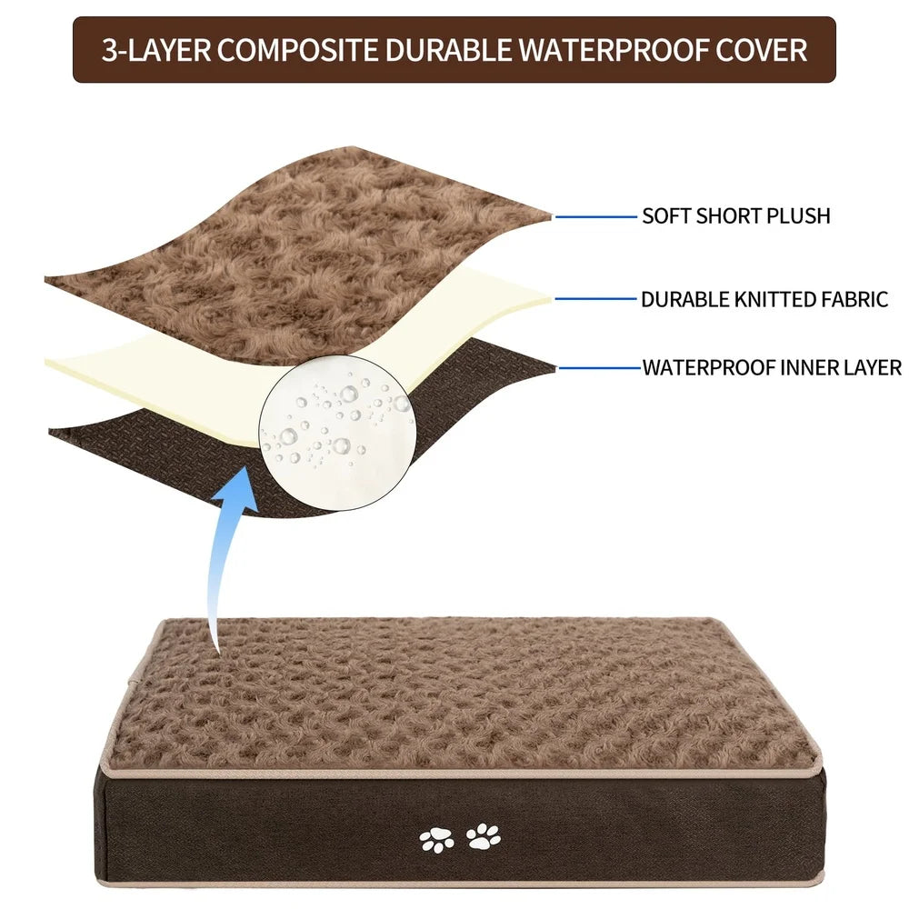 Soft Memory Foam Dog Bed Mattress- Crate Pad- Waterproof Removable Cover- Multifunctional Sleeping Mat- Small Dogs