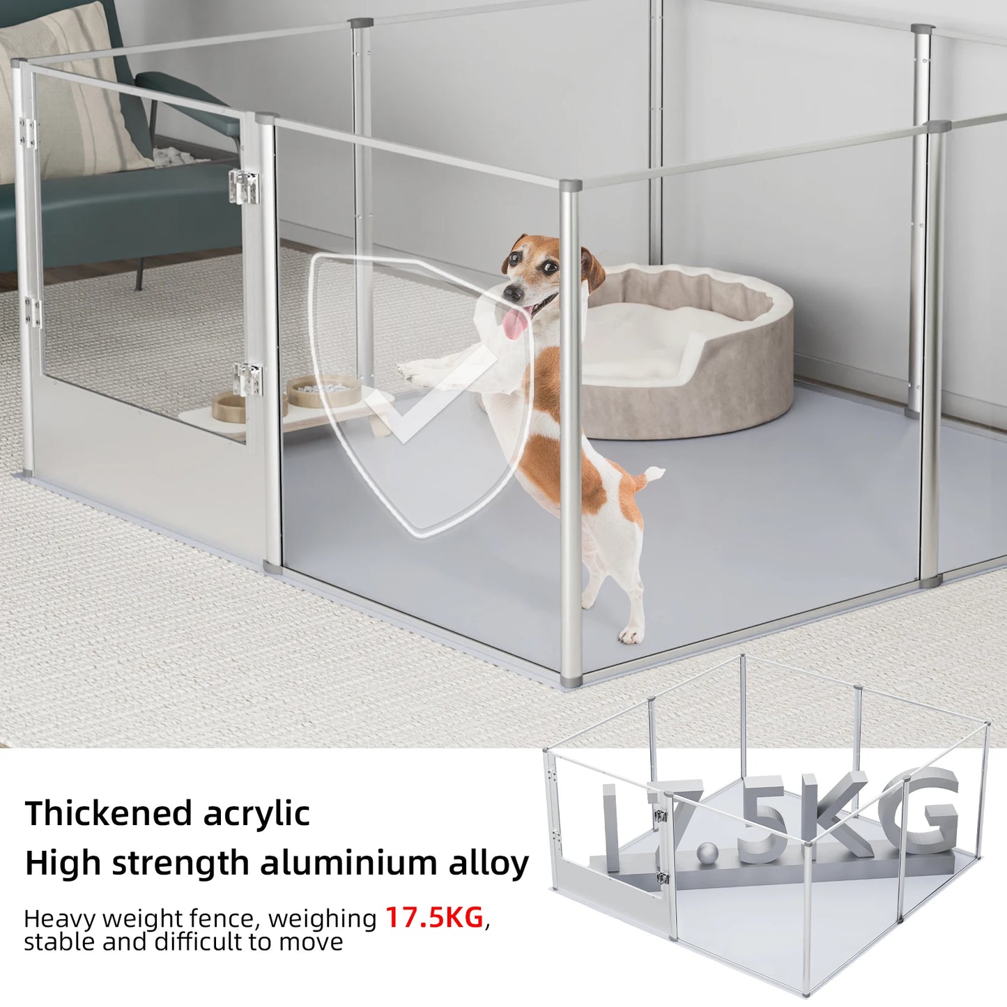 Acrylic Dog Playpen Fence -Pet Clear Exercise Play Pen -Whelping Box with Waterproof Fertility Pad