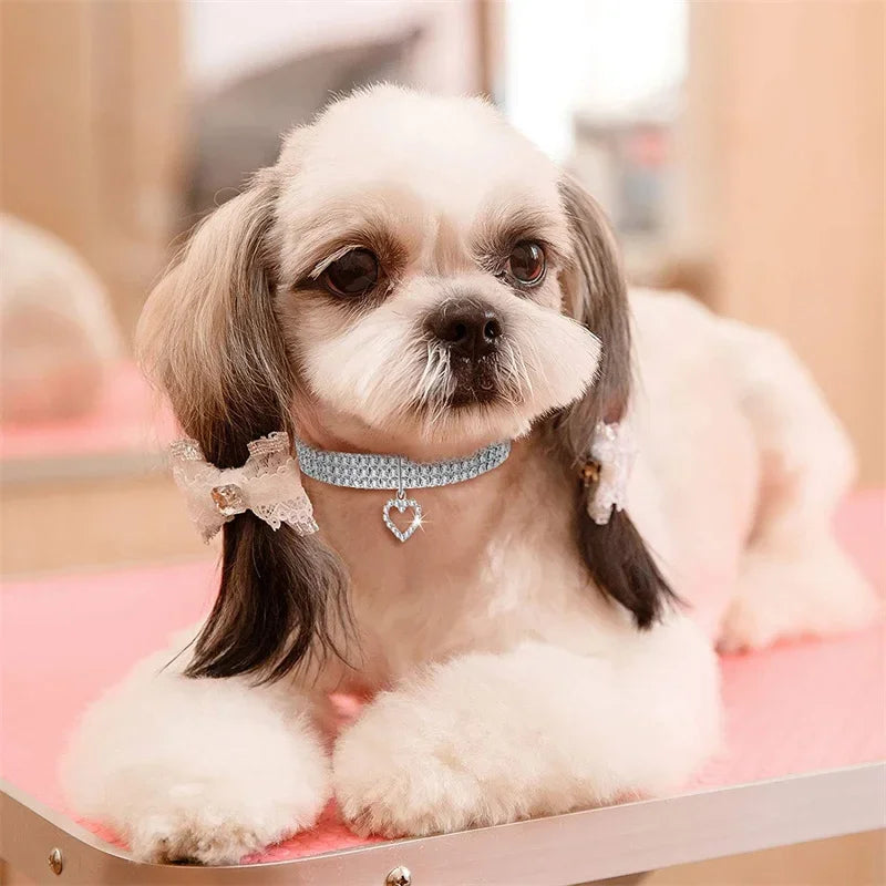 Bling Rhinestone Dog Collar- Crystal Dog Collars Leash For Small Medium Dogs