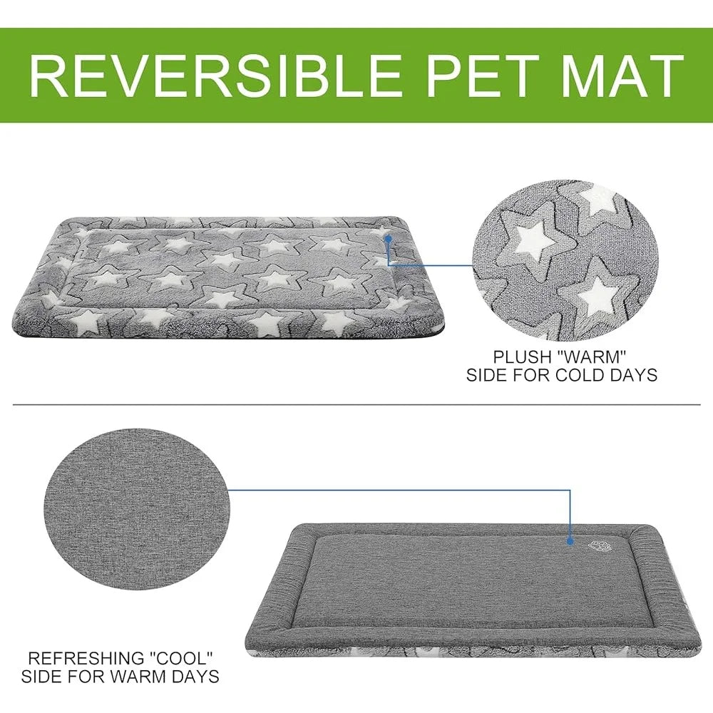 Comfortable Reversible Dog Crate Mat- Washable Pet Sleeping Pad -Lightweight Cool