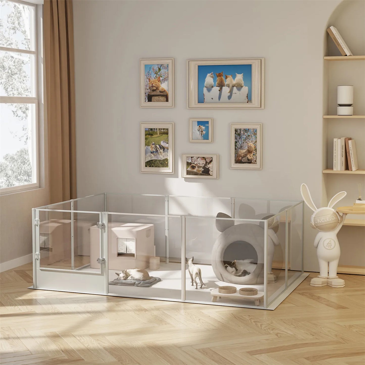 Acrylic Dog Playpen Fence -Pet Clear Exercise Play Pen -Whelping Box with Waterproof Fertility Pad