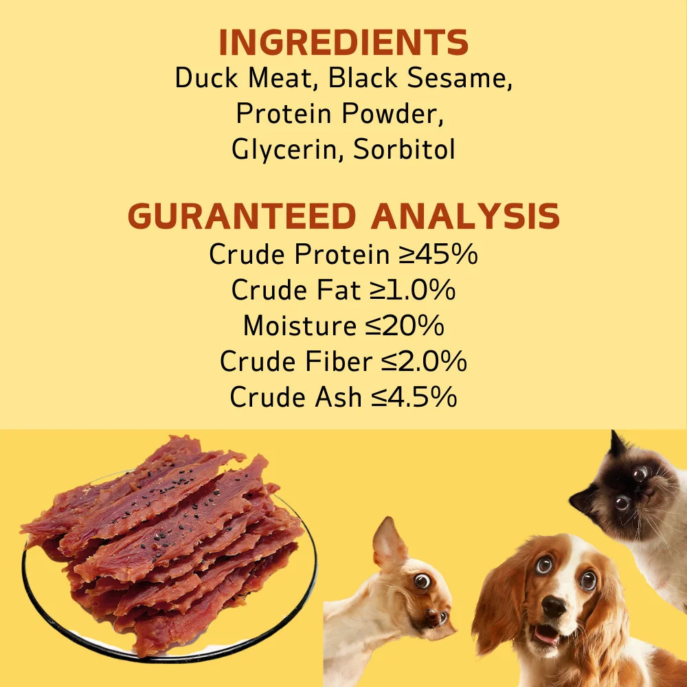 7.05oz/14.11oz(200g/400g) Sesame Duck Jerkey- Natural Ingredients-Healthy-Easily Digestible-Pet Bowl/Feeding