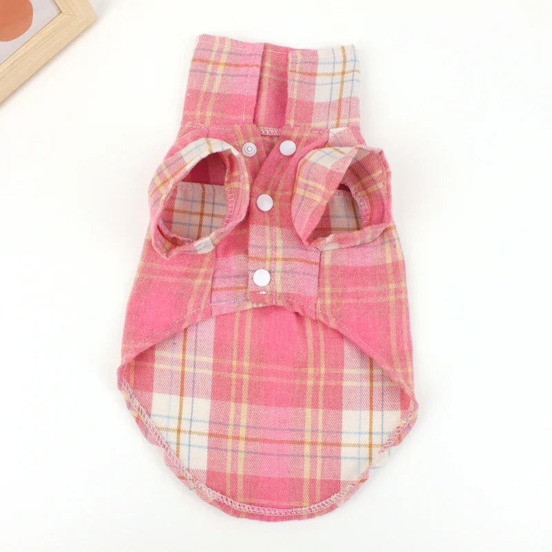 British Style Plaid Dog Vest -Clothes For Small Dogs Chihuahua Cotton Puppy Shirts