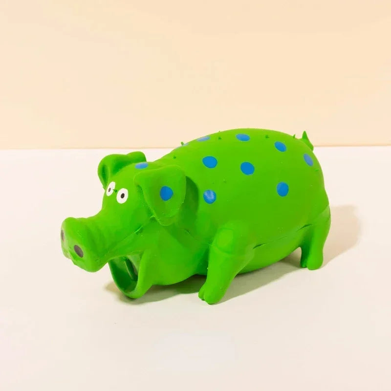 Squeaky Pig Dog Toy- Durable Rubber Pig Squeaker- Puppy Chew Toys Latex Interactive Cute Toy for Small Medium Large Dogs