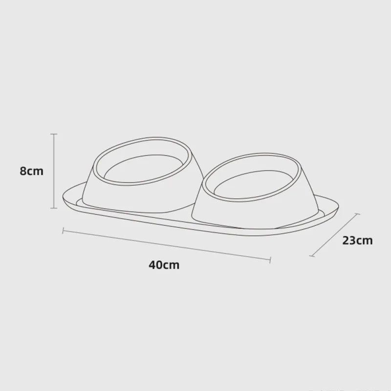 Stainless Steel Double Dog Bowl- Food Container- Plastic Non-slip Base- Pet Water Feeder- Tilt- Safeguards Dogs Neck