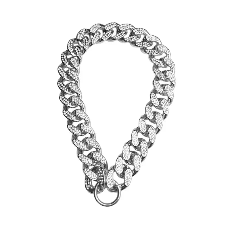 Sparkle Diamond Inlay Chain Dog Necklace Collars