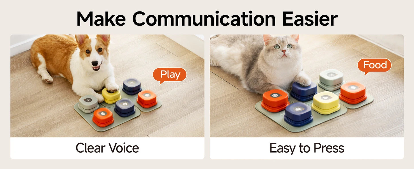 Mewoofun Dog Buttons with Rubber Mat Recordable Dog Talking Buttons Set Communication Starter Pack Dog Training Speaking Buttons