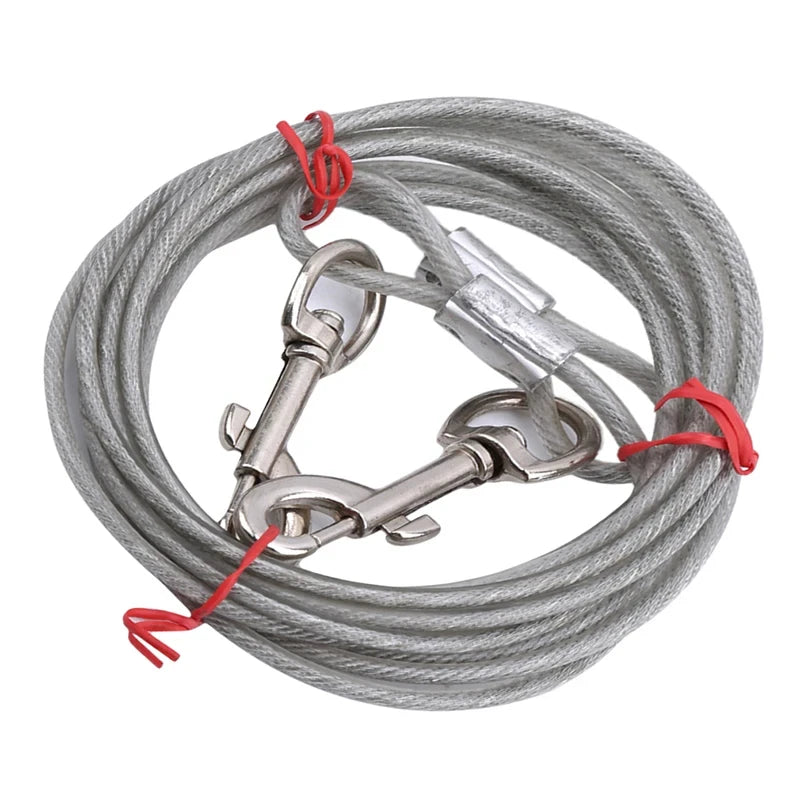 High Quality 5mm*3m Lengthen Steel Wire Dogs Chain Rope-Durable Double-end Dogs Leash- Cable Dual Heads Metal Hooks-Collars/Leashes