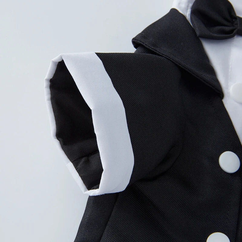 Pet Dog Tuxedo- Formal Pet Wedding Party Suit for Small Medium Dogs - Bow Tie Shirt- Gentleman Costume