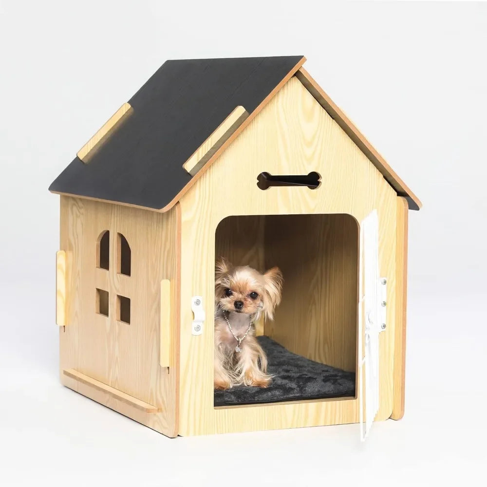 Doghouse Comfortable Wooden Design Dog House Crate for Dogs- Small Indoor Bed - Vented- Raised Floor
