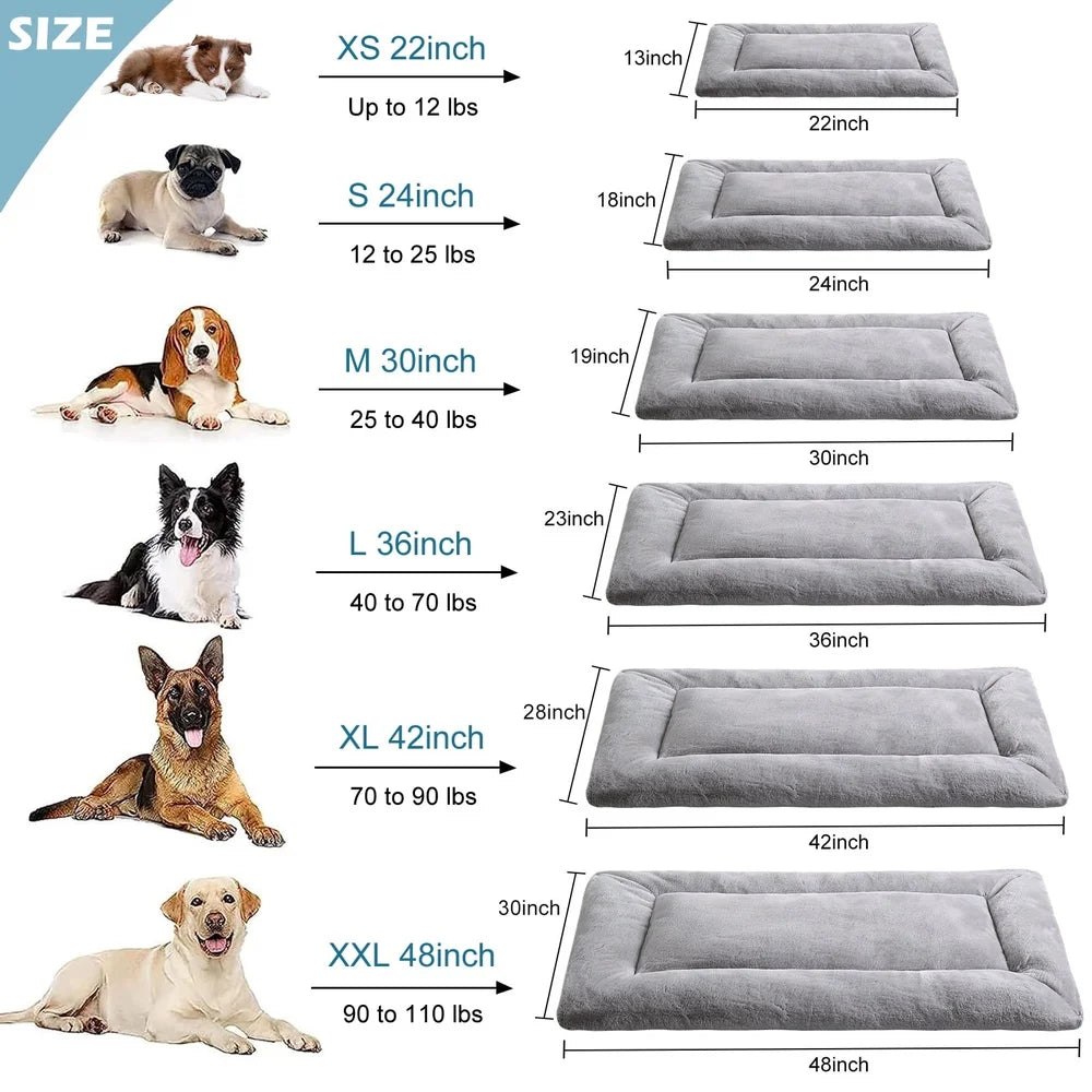 Plush Washable Dog Bed Ultra Soft Dog Crate Pad- Anti-Slip Pet Sleeping Bed- Small Medium Large- 36" x 23"