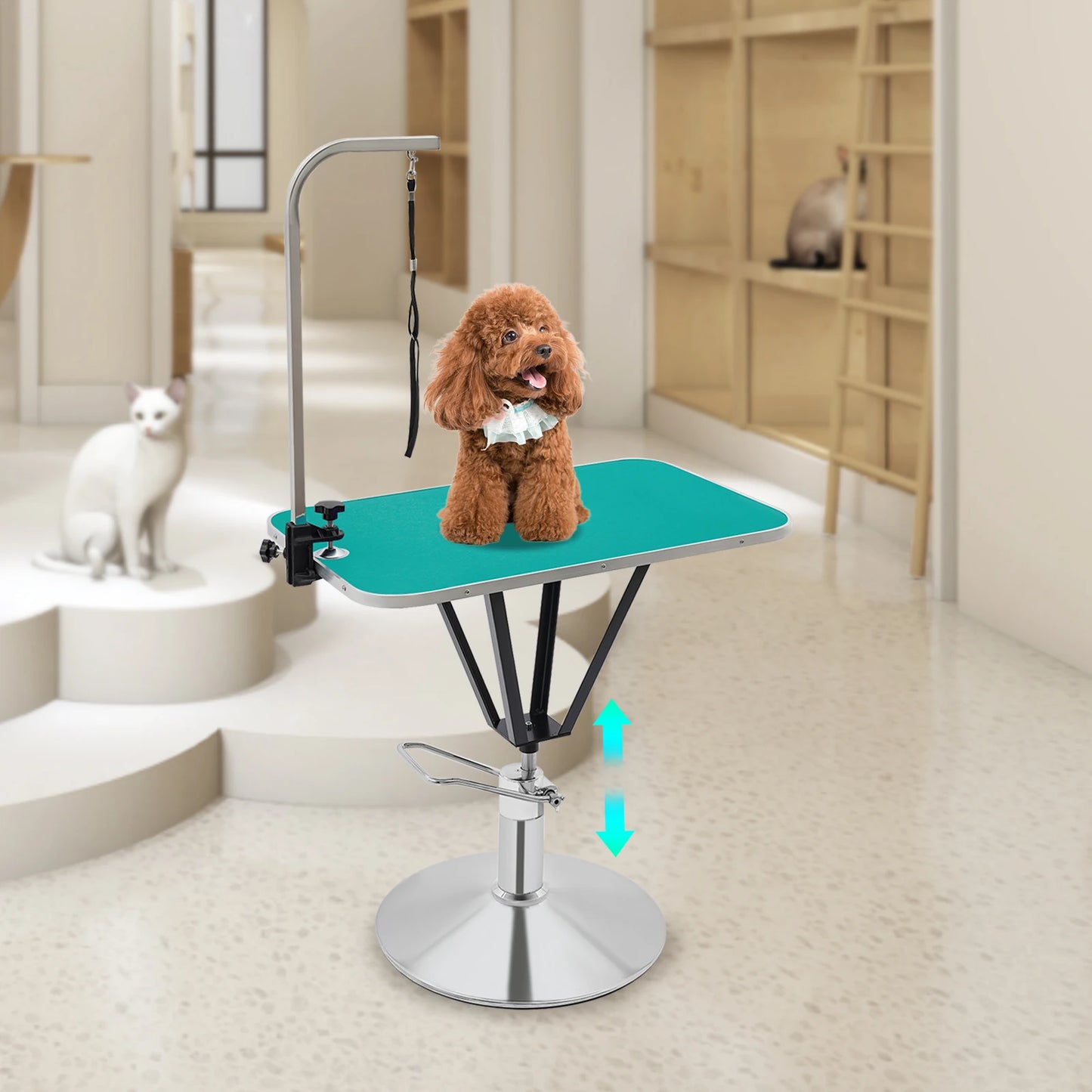 Grooming Table- Hydraulically Lifting - 360° Tabletop Swivel Angle Animal Care Table