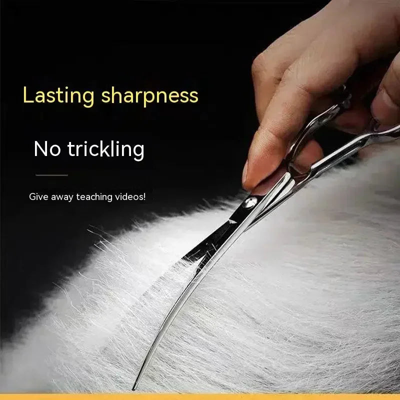 Pet Curved Grooming Scissors- Dog Hair Tool Set-Professional Trimming Scissors-Pet Grooming