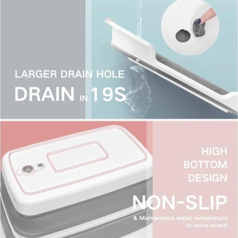 Collapsible Pet Bathtub with Water Drain Plug- Foldable Bathtub for Puppy Small Dogs Cats- Portable & Space Saving Design, BPA Free