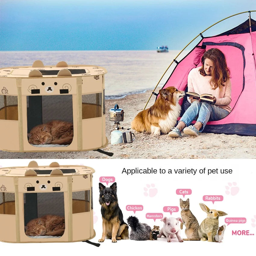 Portable Foldable Pet Tent Kennel- Outdoor- Easy Operation