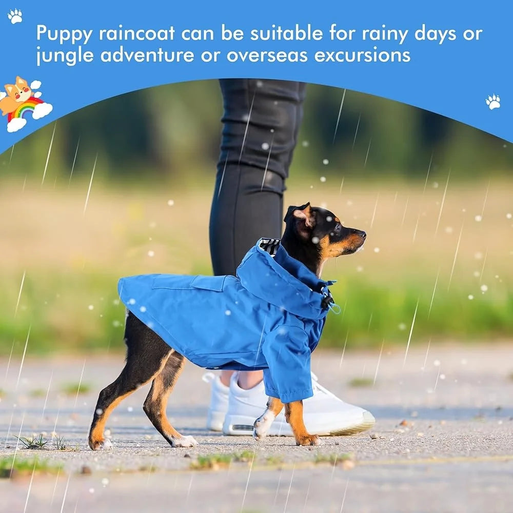 Waterproof Lightweight Dog Raincoat Jacket with Hood Adjustable Design Small Medium Dogs Breathable Durable Pet Poncho size M