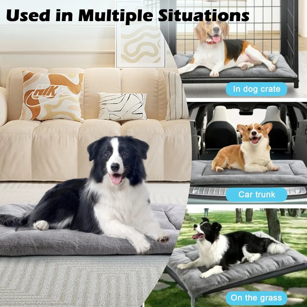 Plush Washable Dog Bed Ultra Soft Dog Crate Pad- Anti-Slip Pet Sleeping Bed- Small Medium Large- 36" x 23"