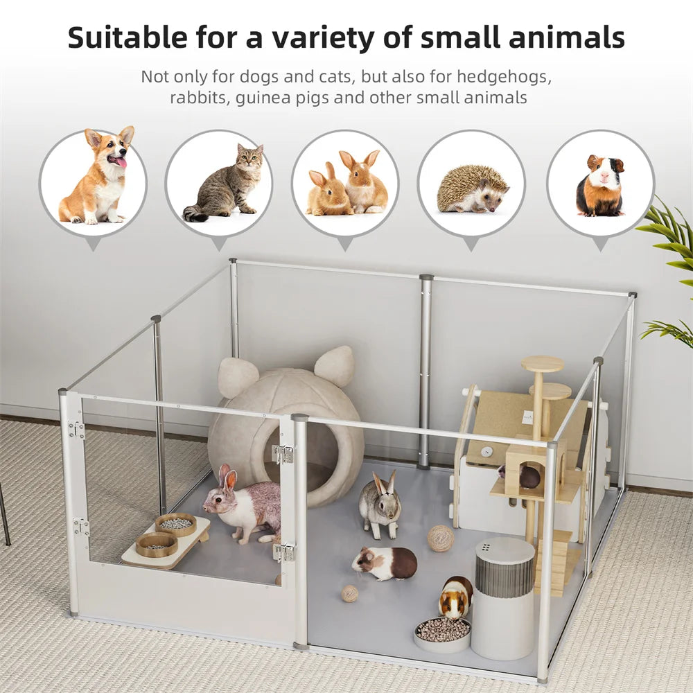 1Pc Acrylic Dog Playpen- Whelping Pen Box- Indoor Enclosure- Pet Clear Fence -Puppy Playpen with Waterproof Fertility Pad