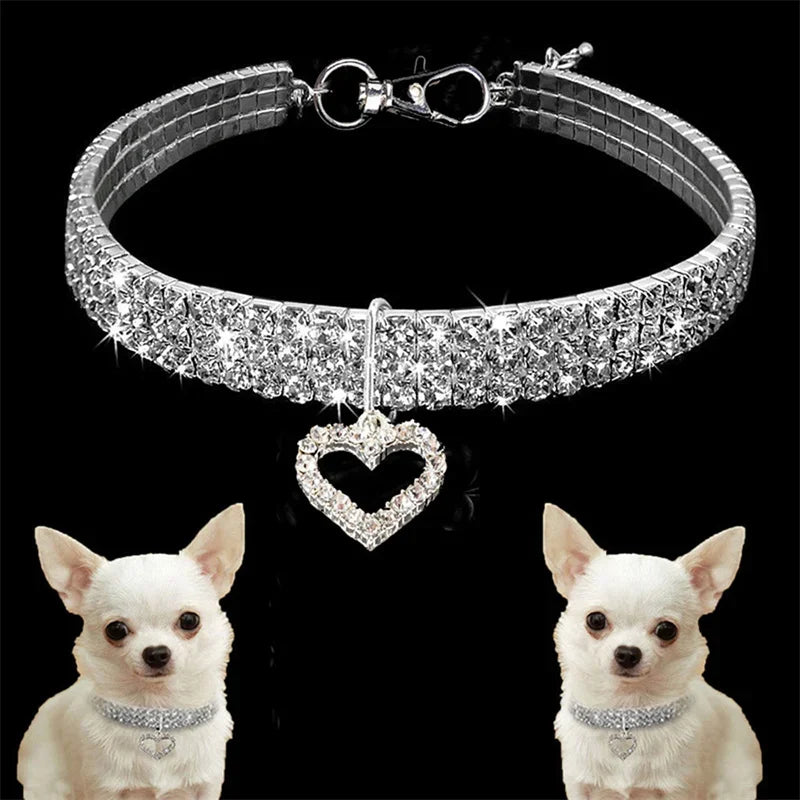 Bling Rhinestone Dog Collar- Crystal Dog Collars Leash For Small Medium Dogs
