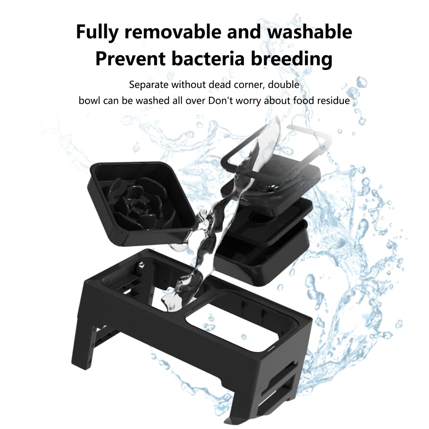 3 In 1 Dog Stainless Steel Slow Feed Bowl-Floating Water Bowl-Spine Protection- Adjustable Height- Slow Food Feeder