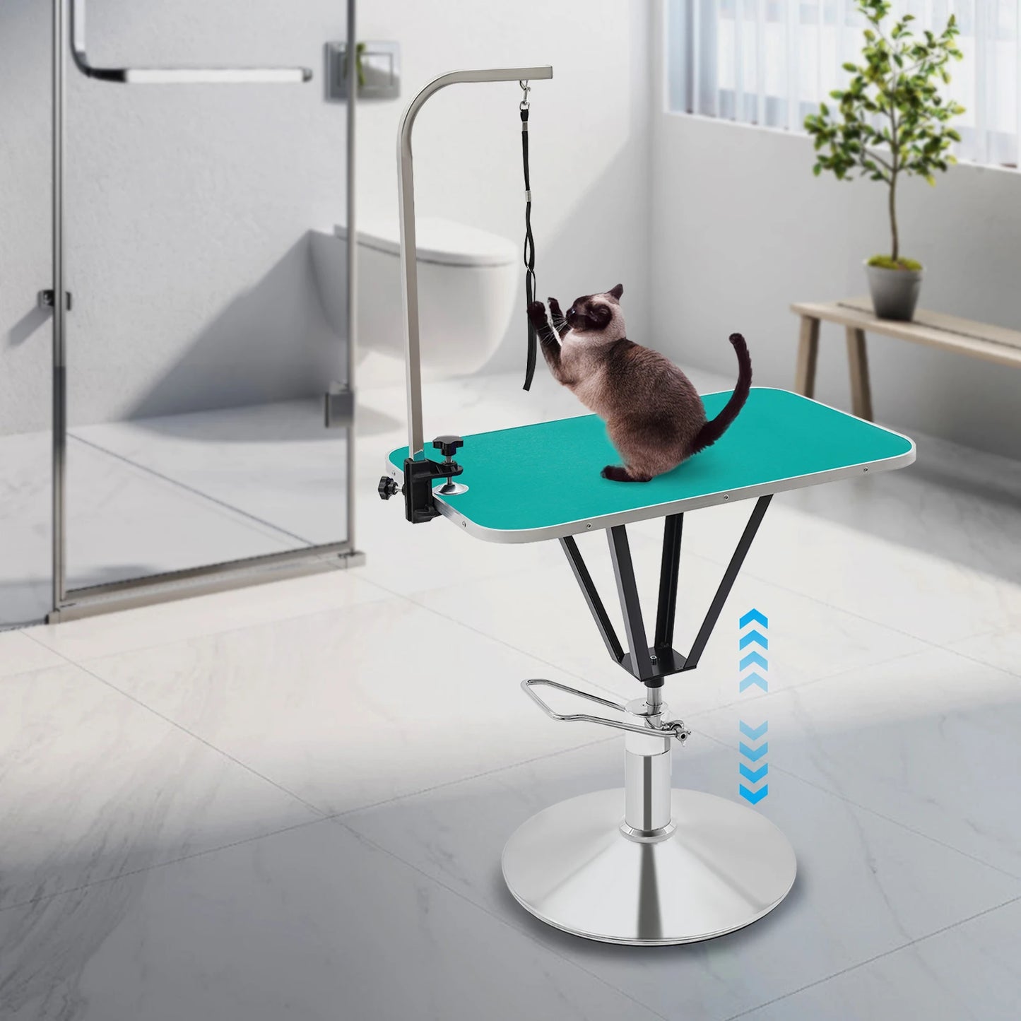 Grooming Table- Hydraulically Lifting - 360° Tabletop Swivel Angle Animal Care Table